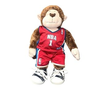 Build A Bear Brown Monkey 18" Plush BABW with NBA Outfit Shoes Sneakers